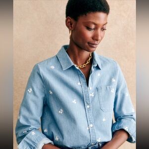Sezane Tomboy Shirt Embroidered Denim